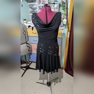 Draping sequined black dress
